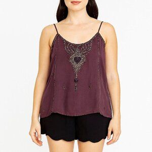Matthew Williamson Beaded Purple Sleeveless Tank Top Size 8 Small b62